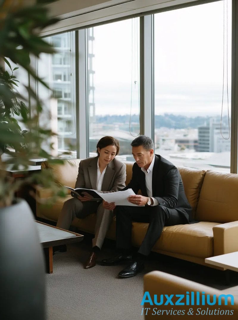 Team reviewing documents during a Cyber Insurance Audit to ensure compliance and safeguard the organization's reputation.