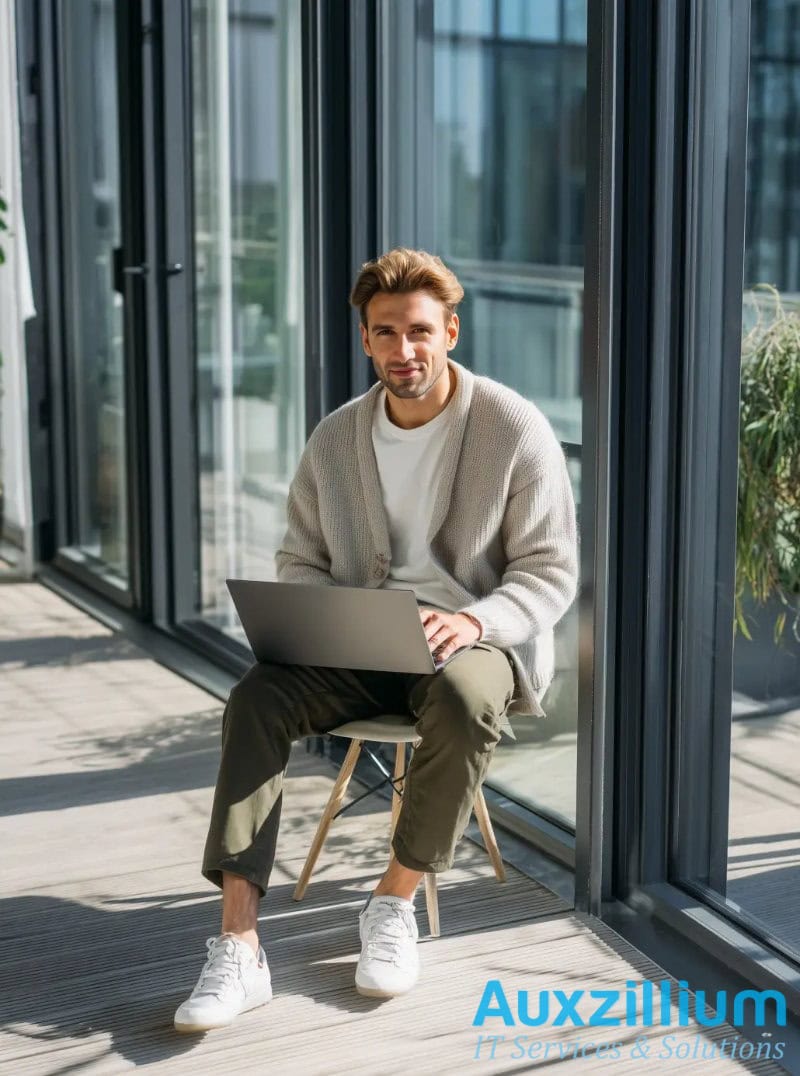 Team discussing strategies for efficient Office Relocation at Auxzillium's modern workspace.